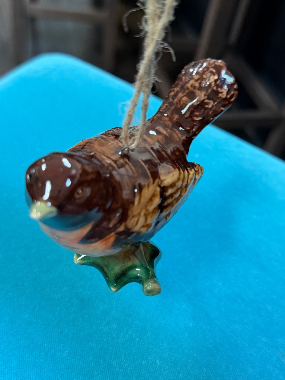 Ceramic glazed Wren/Sparrow Ornament - NWT Never used.
